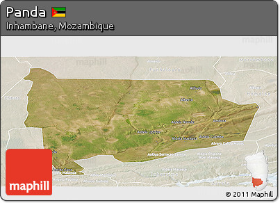 Satellite Panoramic Map of Panda, lighten