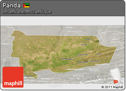 Satellite Panoramic Map of Panda, lighten, semi-desaturated