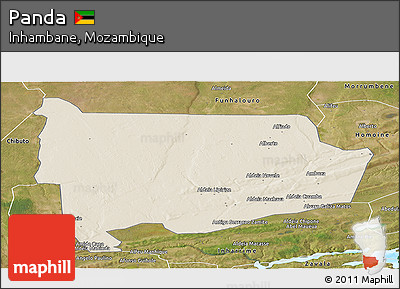 Shaded Relief Panoramic Map of Panda, satellite outside