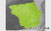 Physical Panoramic Map of Inhambane, darken, desaturated