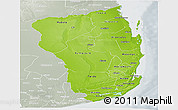 Physical Panoramic Map of Inhambane, lighten, semi-desaturated