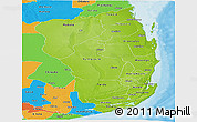Physical Panoramic Map of Inhambane, political outside
