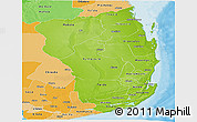 Physical Panoramic Map of Inhambane, political shades outside