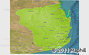 Physical Panoramic Map of Inhambane, satellite outside
