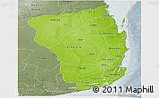 Physical Panoramic Map of Inhambane, semi-desaturated