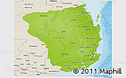 Physical Panoramic Map of Inhambane, shaded relief outside