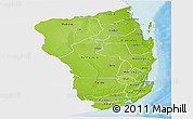 Physical Panoramic Map of Inhambane, single color outside