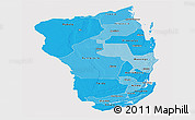 Political Shades Panoramic Map of Inhambane, cropped outside