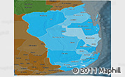 Political Shades Panoramic Map of Inhambane, darken