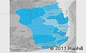 Political Shades Panoramic Map of Inhambane, desaturated