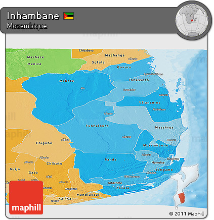 Political Shades Panoramic Map of Inhambane