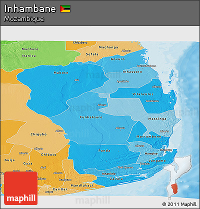 Political Shades Panoramic Map of Inhambane