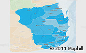 Political Shades Panoramic Map of Inhambane, lighten