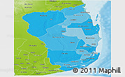 Political Shades Panoramic Map of Inhambane, physical outside