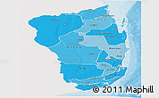 Political Shades Panoramic Map of Inhambane, single color outside