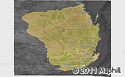 Satellite Panoramic Map of Inhambane, darken, desaturated