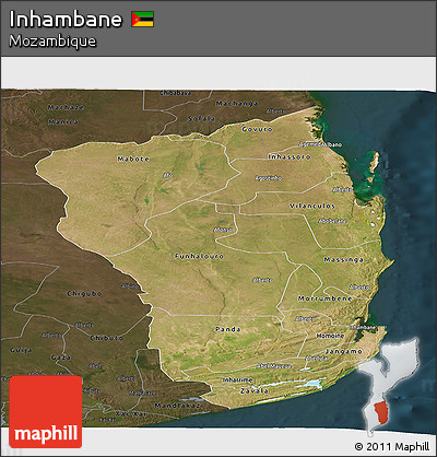 Satellite Panoramic Map of Inhambane, darken