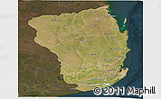 Satellite Panoramic Map of Inhambane, darken