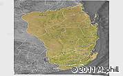 Satellite Panoramic Map of Inhambane, desaturated