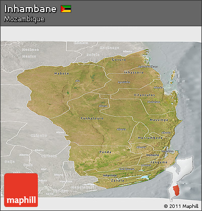 Satellite Panoramic Map of Inhambane, lighten, semi-desaturated