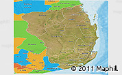 Satellite Panoramic Map of Inhambane, political outside