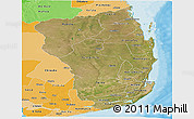 Satellite Panoramic Map of Inhambane, political shades outside