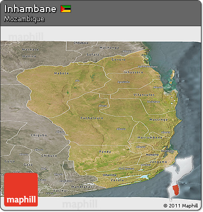 Satellite Panoramic Map of Inhambane, semi-desaturated