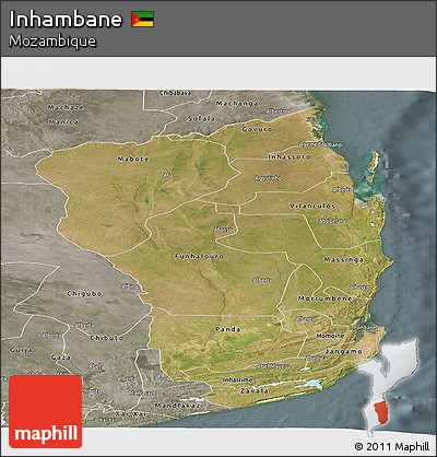 Satellite Panoramic Map of Inhambane, semi-desaturated