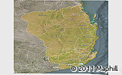 Satellite Panoramic Map of Inhambane, semi-desaturated