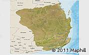Satellite Panoramic Map of Inhambane, shaded relief outside