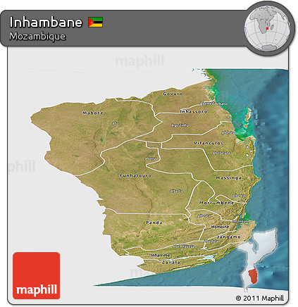 Satellite Panoramic Map of Inhambane, single color outside