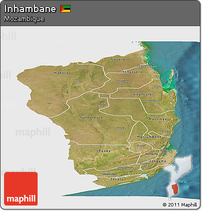 Satellite Panoramic Map of Inhambane, single color outside