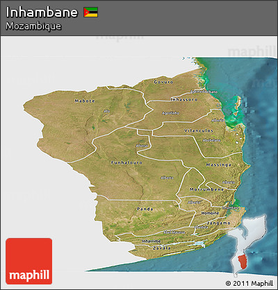 Satellite Panoramic Map of Inhambane, single color outside