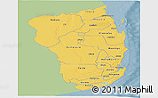 Savanna Style Panoramic Map of Inhambane, single color outside
