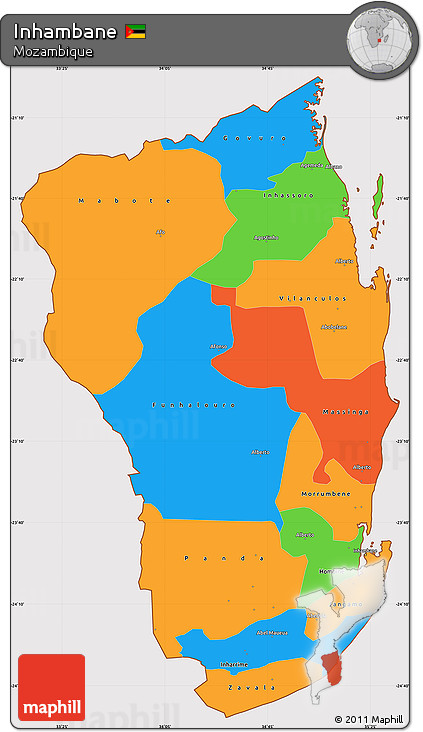 Political Simple Map of Inhambane, cropped outside