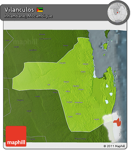 Physical 3D Map of Vilanculos, darken