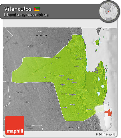 Physical 3D Map of Vilanculos, desaturated