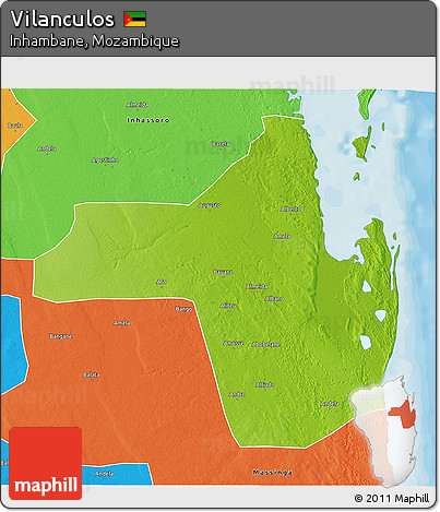 Physical 3D Map of Vilanculos, political outside