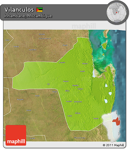 Physical 3D Map of Vilanculos, satellite outside