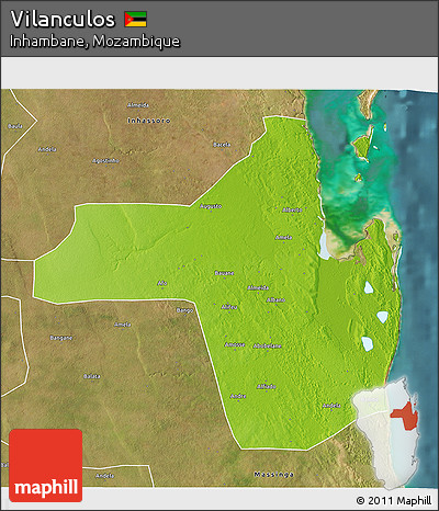 Physical 3D Map of Vilanculos, satellite outside