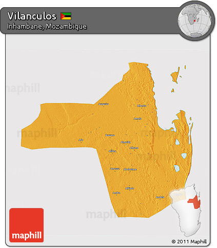 Political 3D Map of Vilanculos, cropped outside
