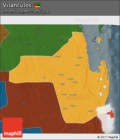 Political 3D Map of Vilanculos, darken