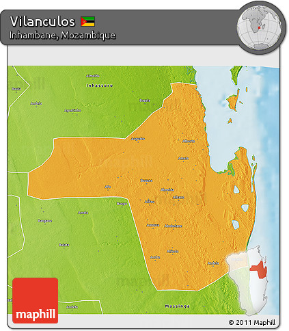 Political 3D Map of Vilanculos, physical outside
