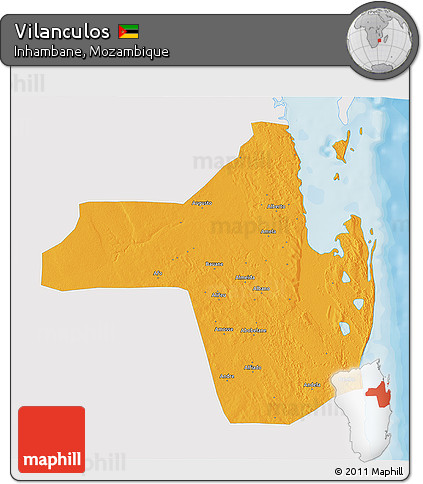Political 3D Map of Vilanculos, single color outside