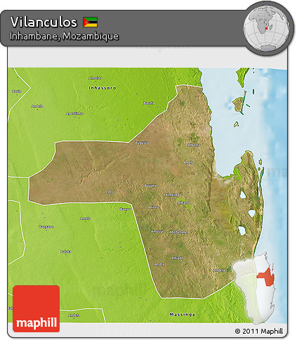 Satellite 3D Map of Vilanculos, physical outside