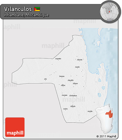 Silver Style 3D Map of Vilanculos, single color outside