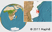 Satellite Location Map of Vilanculos, highlighted country