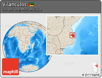 Shaded Relief Location Map of Vilanculos