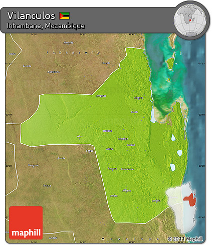Physical Map of Vilanculos, satellite outside