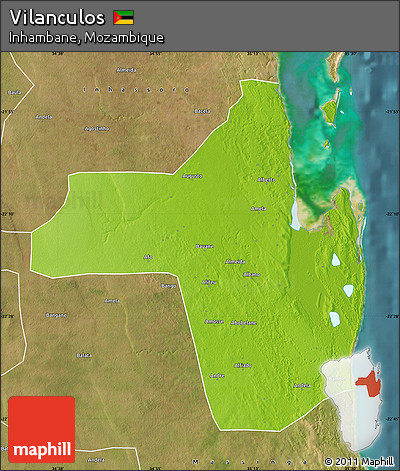 Physical Map of Vilanculos, satellite outside